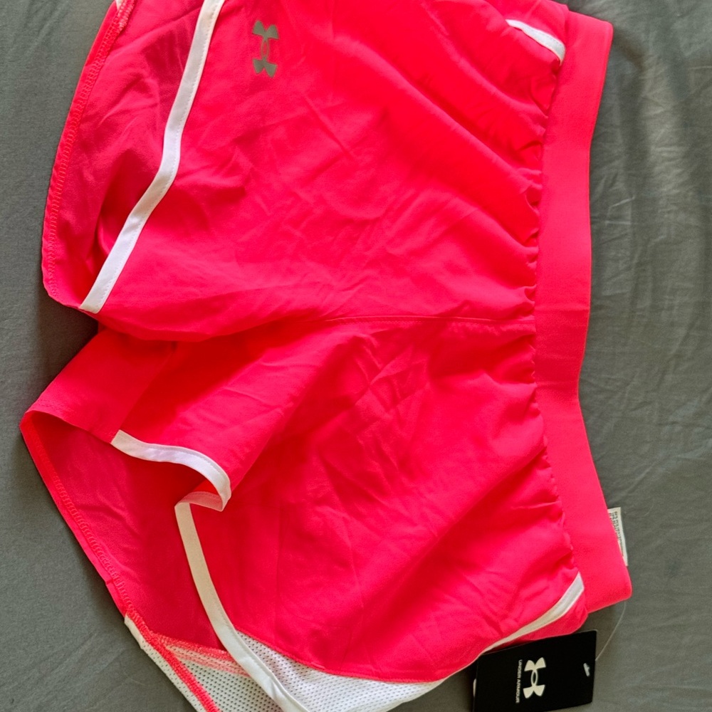 Under Armour Pink and White Athletic Shorts Lightweight Performance